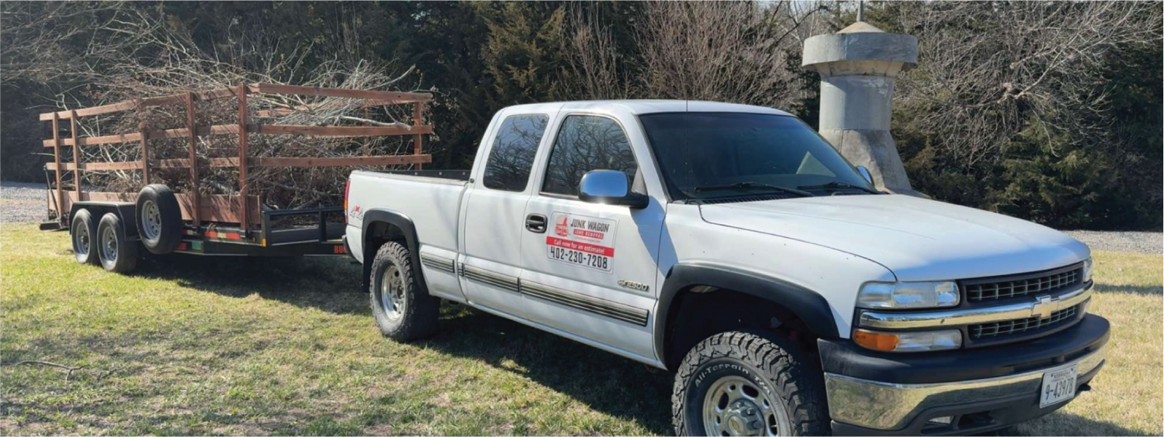 Junk Wagon pickup truck with trailer